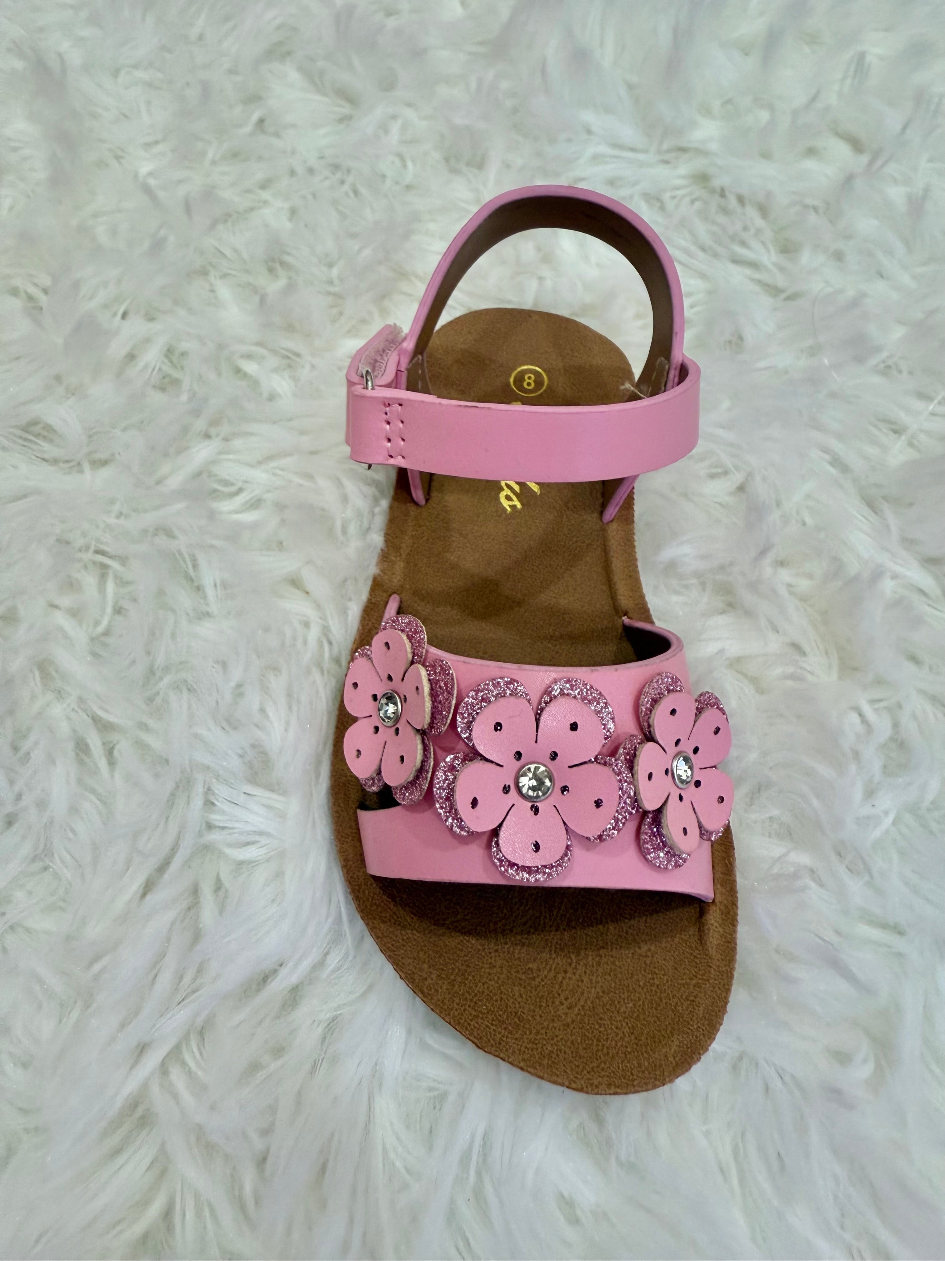 Pink Glitter Flower Sandals